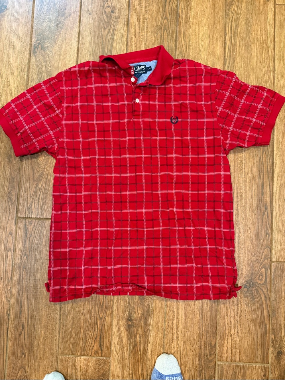 Vintage Ralph Lauren Chaps Men’s Red Plaid Polo Shirt / large